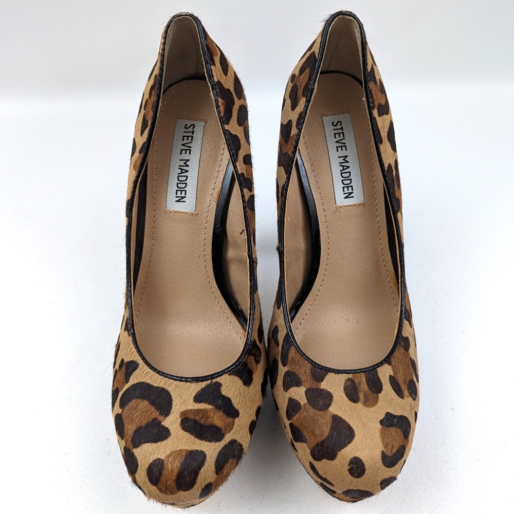 Steve Madden Bevv Leopard Platform Stiletto Heels Patent Leather Mob Wife 6.5 - Picture 2 of 16